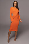 Jluxbasix Orange Modern Lovers Midi Dress