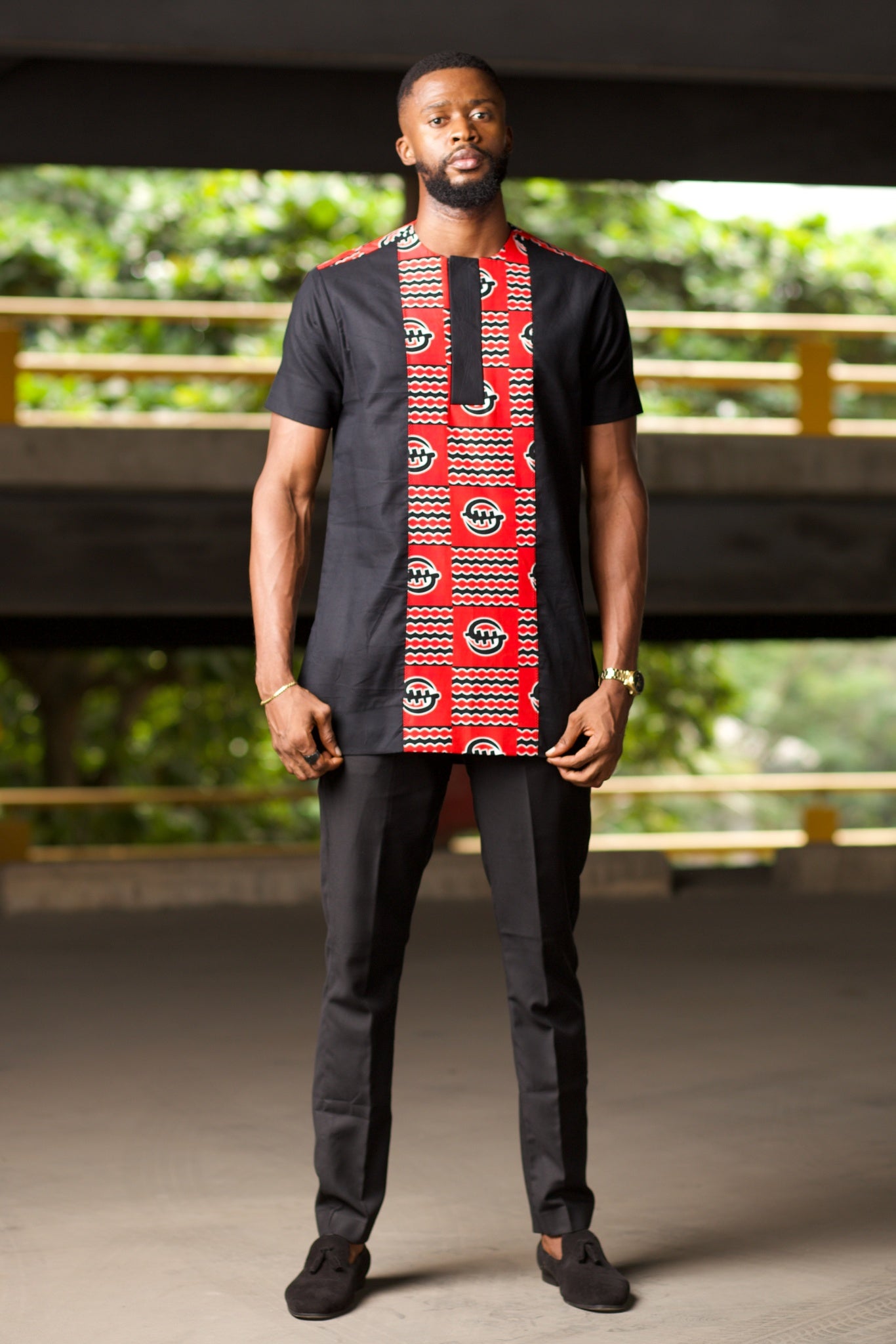 Jela African Suit – Black | Red