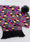Seda African Print Knit Scarf (Pink Yellow Kente)