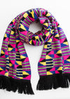 Seda African Print Knit Scarf (Pink Yellow Kente)