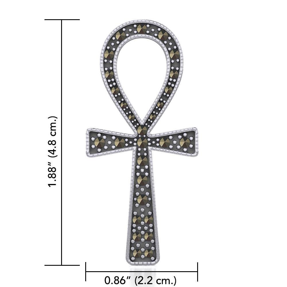 Sterling Silver Ankh Pendant with Marcasite TPD5317