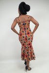 TENE African Print Pephem Midi Dress – Red | Blue