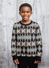 Oma African Print Kids&#39; Sweater (Black Tan Batik)