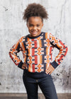 Oma African Print Kids&#39; Sweater (Cream Orange Kente)