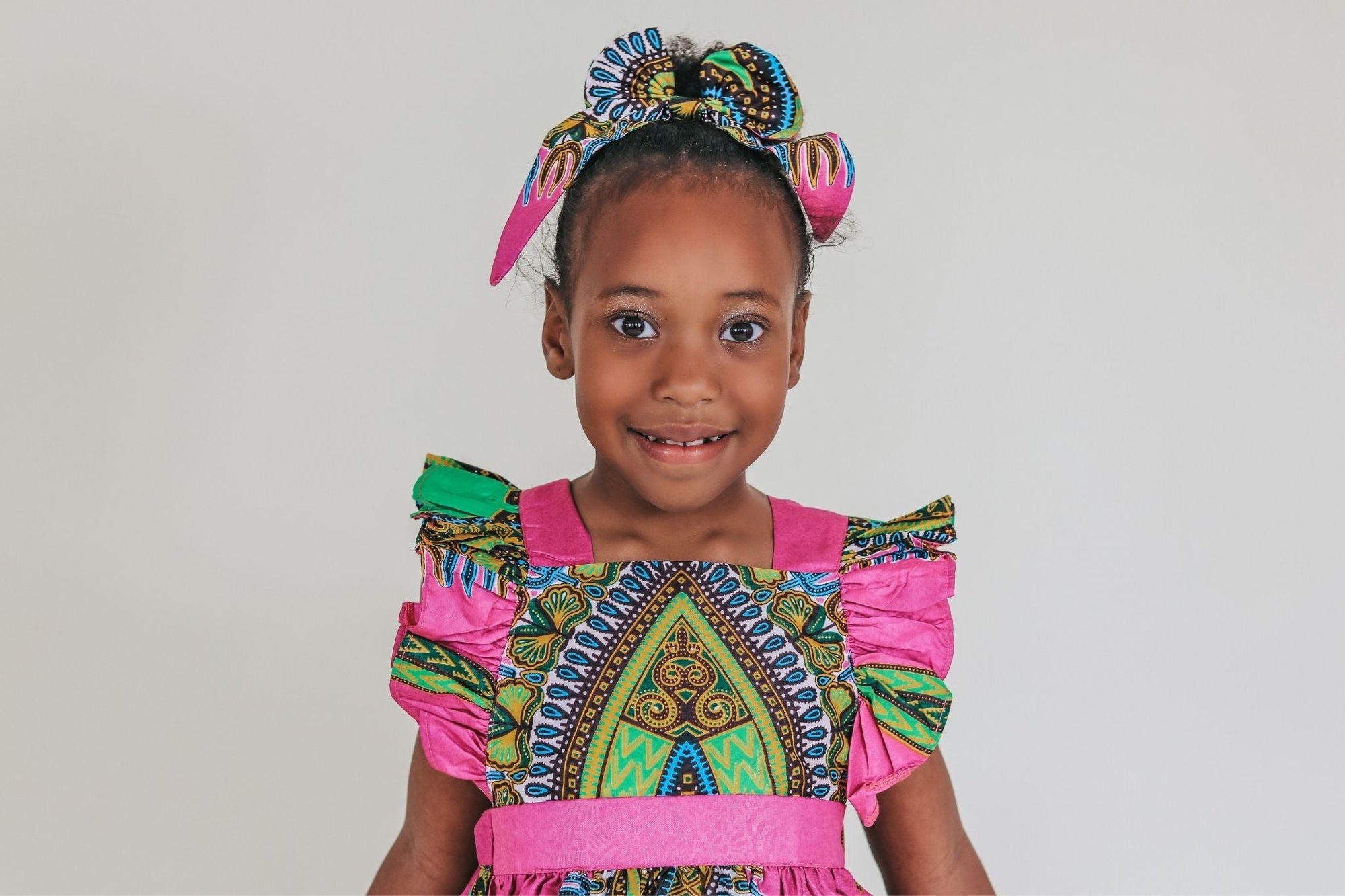 Elisa Dashiki African Print Dress - Pink