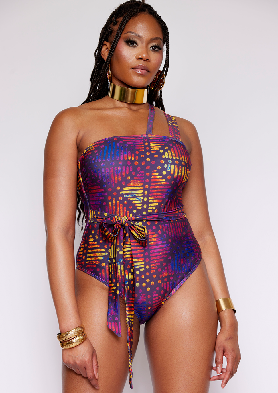Adowa African Print Swimsuit (Sunset Adire)