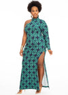 Ayaba African Print Stretch Gown (Green Adinkra)