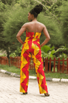 Zarina African Print Strapless Crop Top (Red, Yellow)