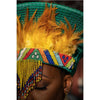 Zulu Basket Hat with Beading &amp; Feathers | Green