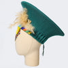 Zulu Basket Hat with Beading &amp; Feathers | Green