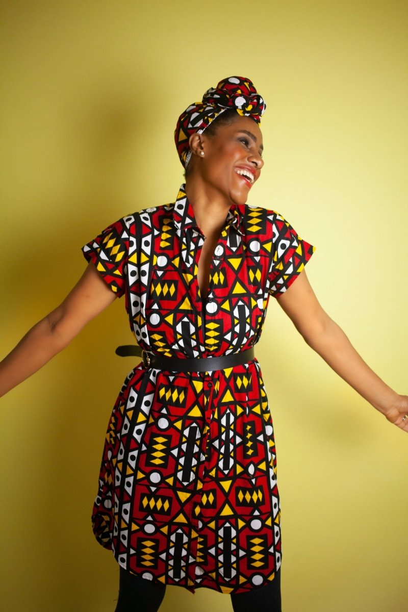 African Dress In Electric Red Samakaka
