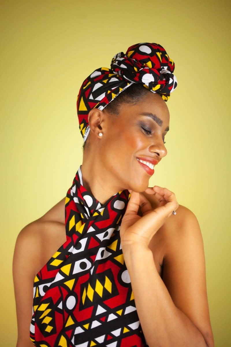 African Headwrap In Electric Red