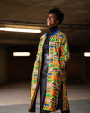 African Trench Coat In Electric Kente