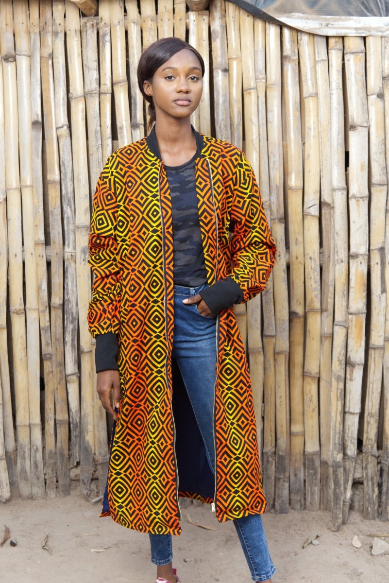 African Trench Coat in Electric Orange