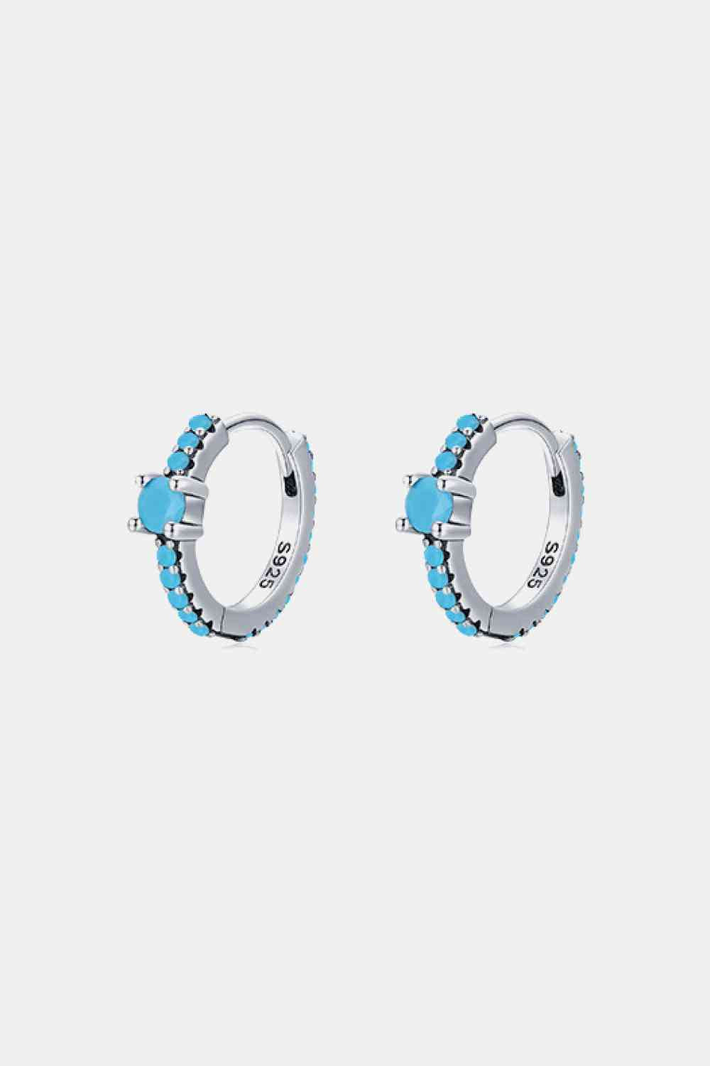 925 Sterling Silver Artificial Turquoise Huggle Earrings