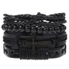 AkoaDa 4Pcs Fashion Personality PU Leather Braided Beaded Stacked Bracelets