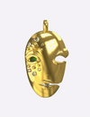 Mask Pendant in 18K Gold with Emerald &amp; Diamonds
