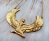 24Ct Gold Dipped Auset Ma&#39;at Egyptian Goddess Isis Necklace - Medium