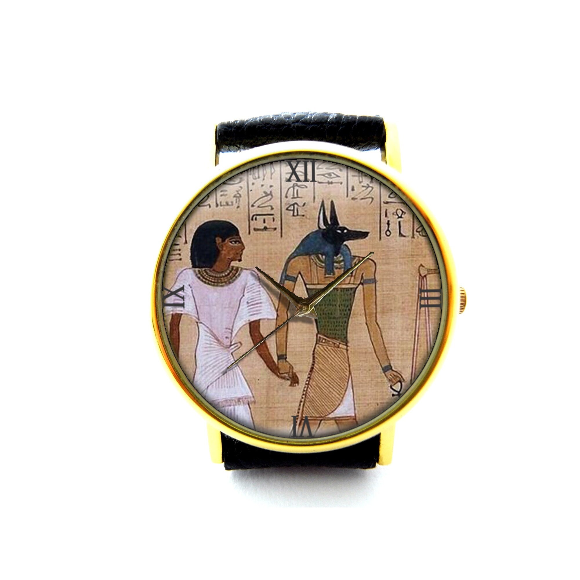 Anpu (Anubis) Genuine Leather Watch - Black / Brown