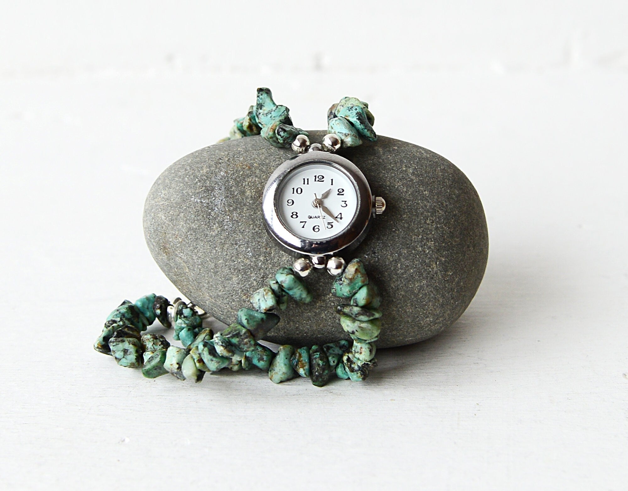 African Turquoise Double Bracelet Quartz Watch