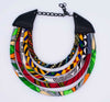 Maasai Queen Africa Print Bib Necklace – Red, Yellow, Green