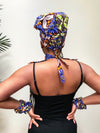 African Ankara Multi Strands Statement Rope Choker Necklace (Blue, Orange, Brown)