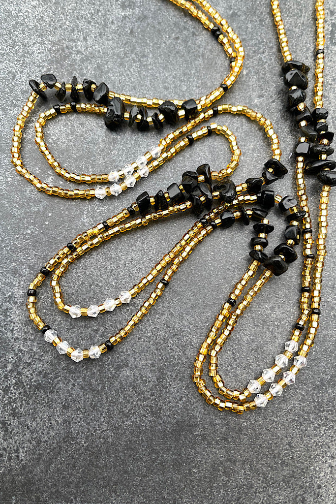 Gold Obsidian Tie-On Waist Beads