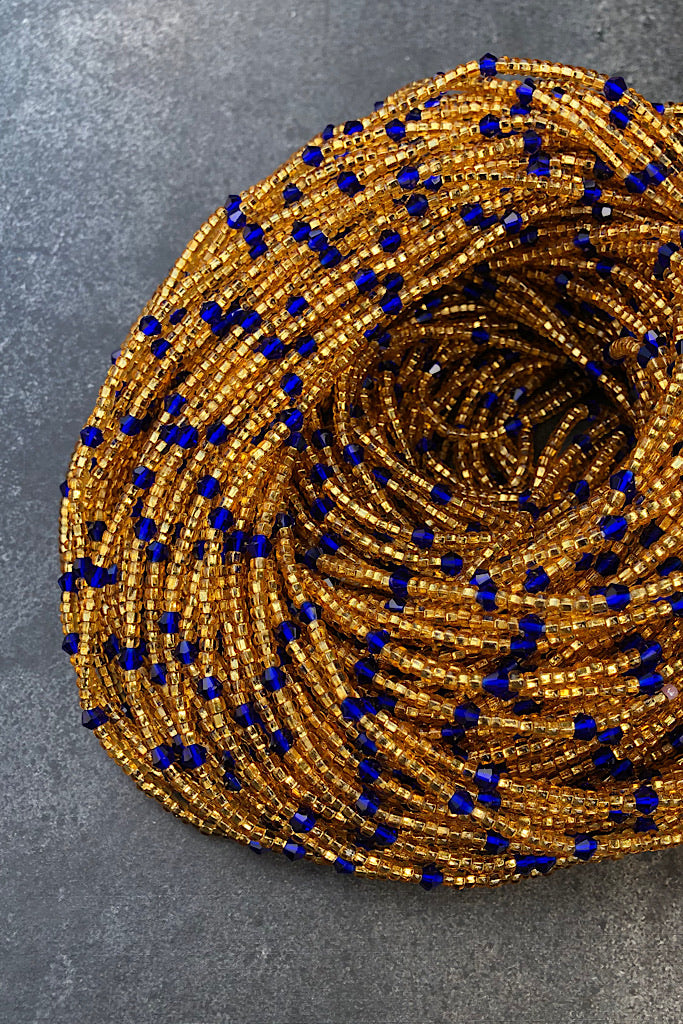 Gold and Blue Crystal Waist Beads