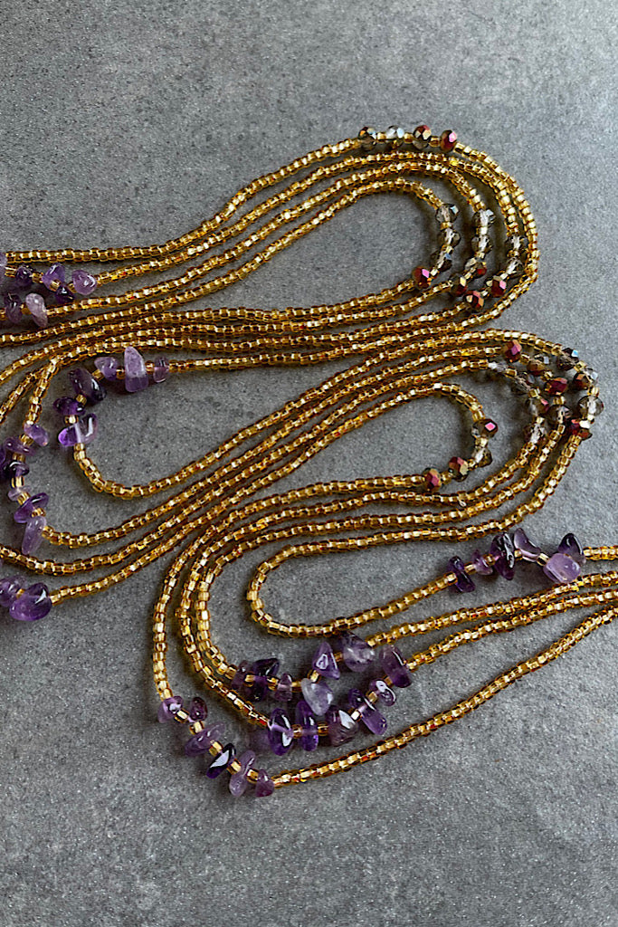 Gold Amethyst Tie-On Waist Beads