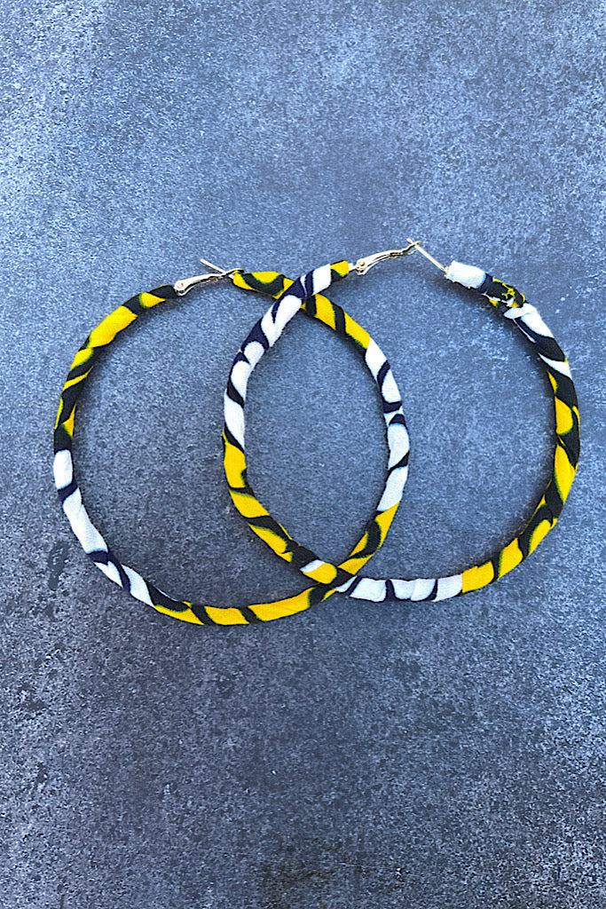 Ankara Yellow Hoop Earrings