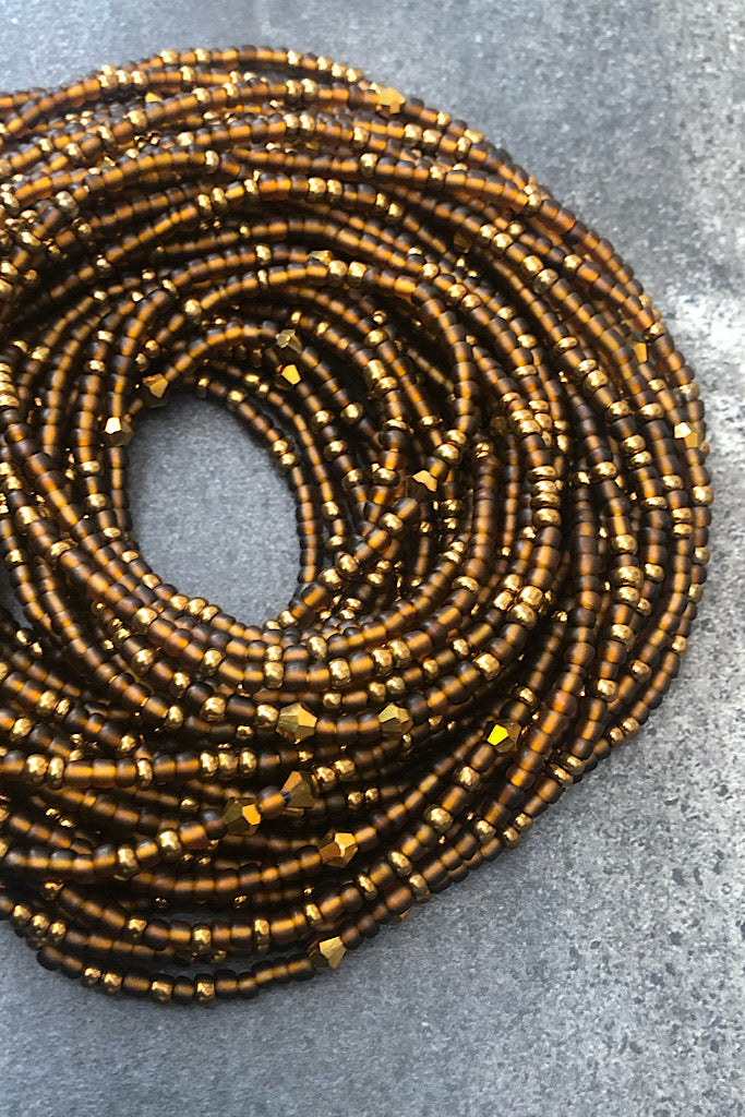 Extended Length 60 Inch Melanin and Gold Waist Beads
