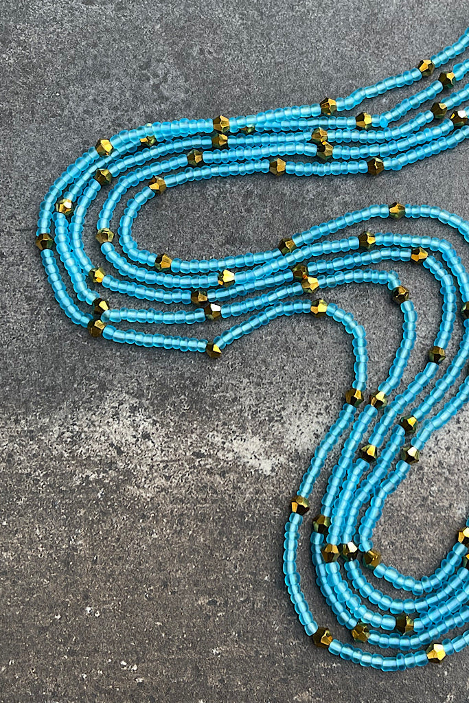 Aqua Moon Tie-On Waist Beads
