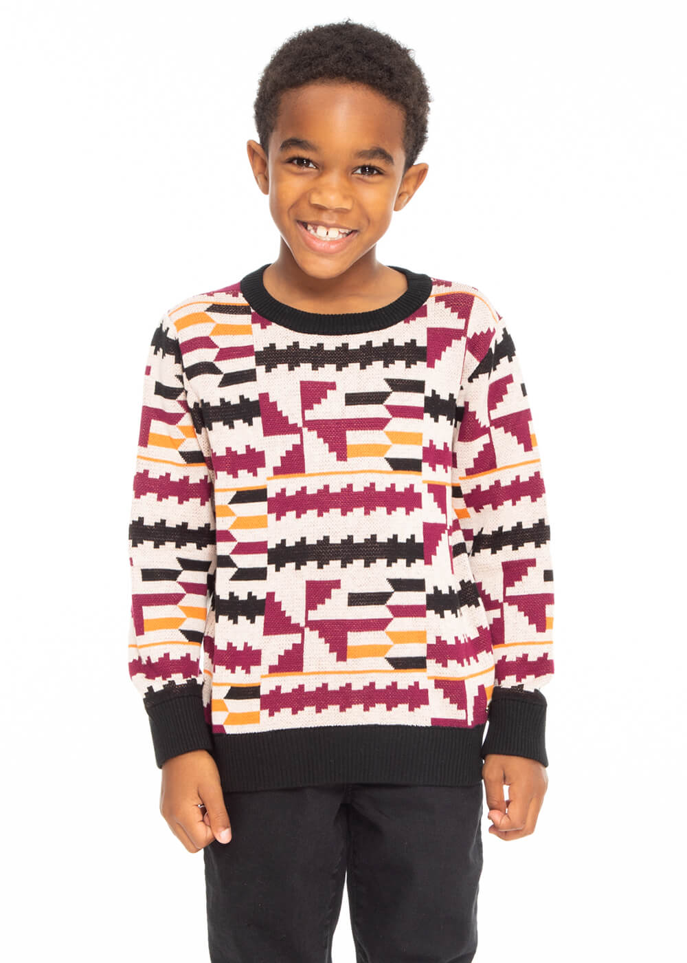 Oma African Print Kids' Sweater (Peach Kente)