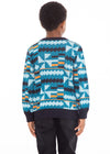 Oma African Print Kids&#39; Sweater (Teal Kente)