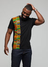 Kwau African Print T-Shirt (Black/Green Yellow Kente)