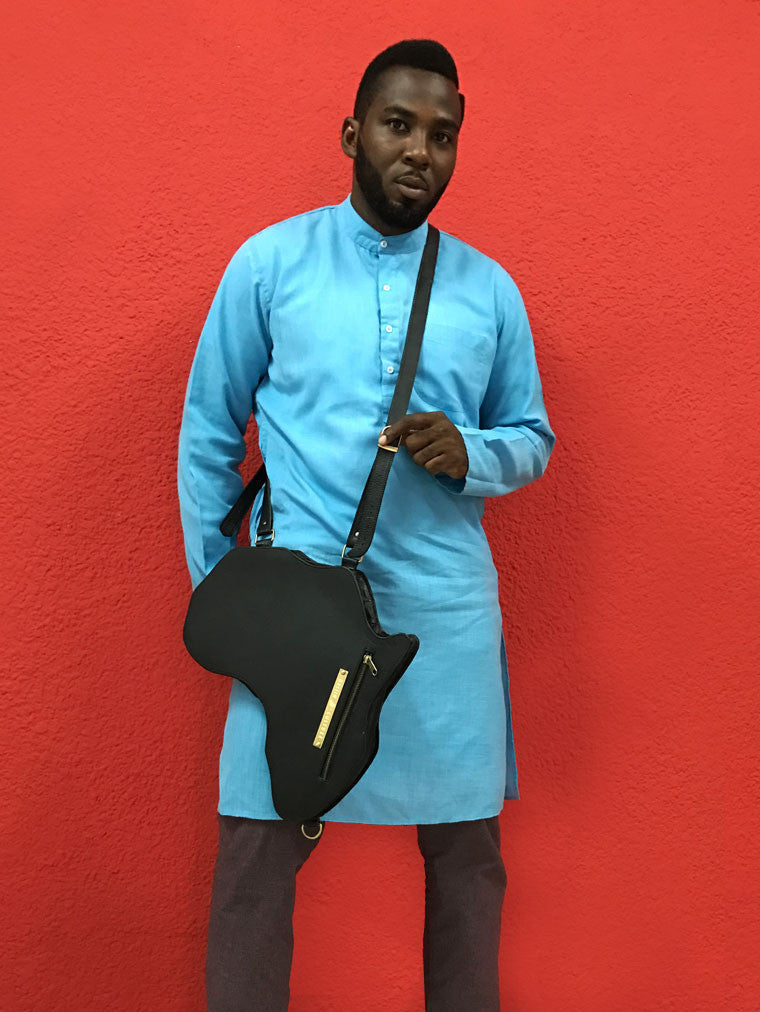 Africa Bag / Backpack- Black Leather (Large)