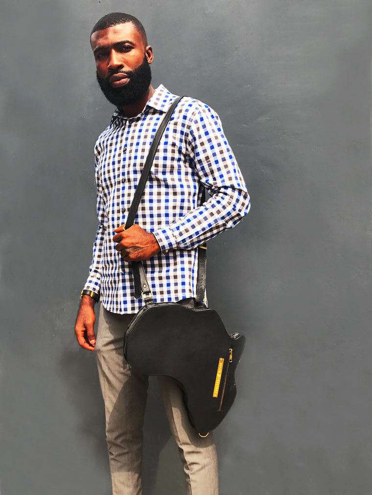 Africa Bag / Backpack - Black Leather (Large)