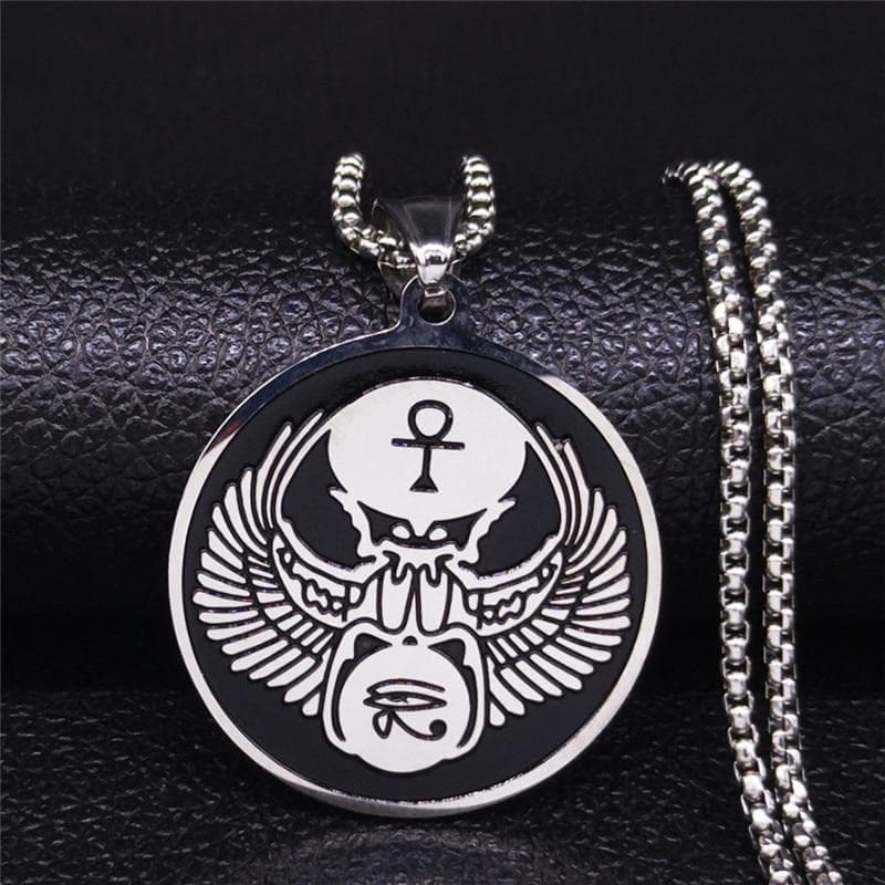 Ancient Kemite Egyptian Symbols Stainless Steel Necklace
