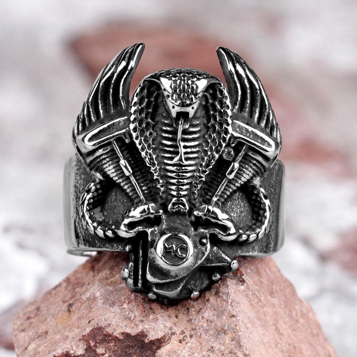 Ancient Kemite Egyptian Cobra Wadjet Stainless Steel Ring