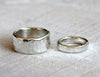Sterling Silver Hammered Rings - Wedding Ring Set