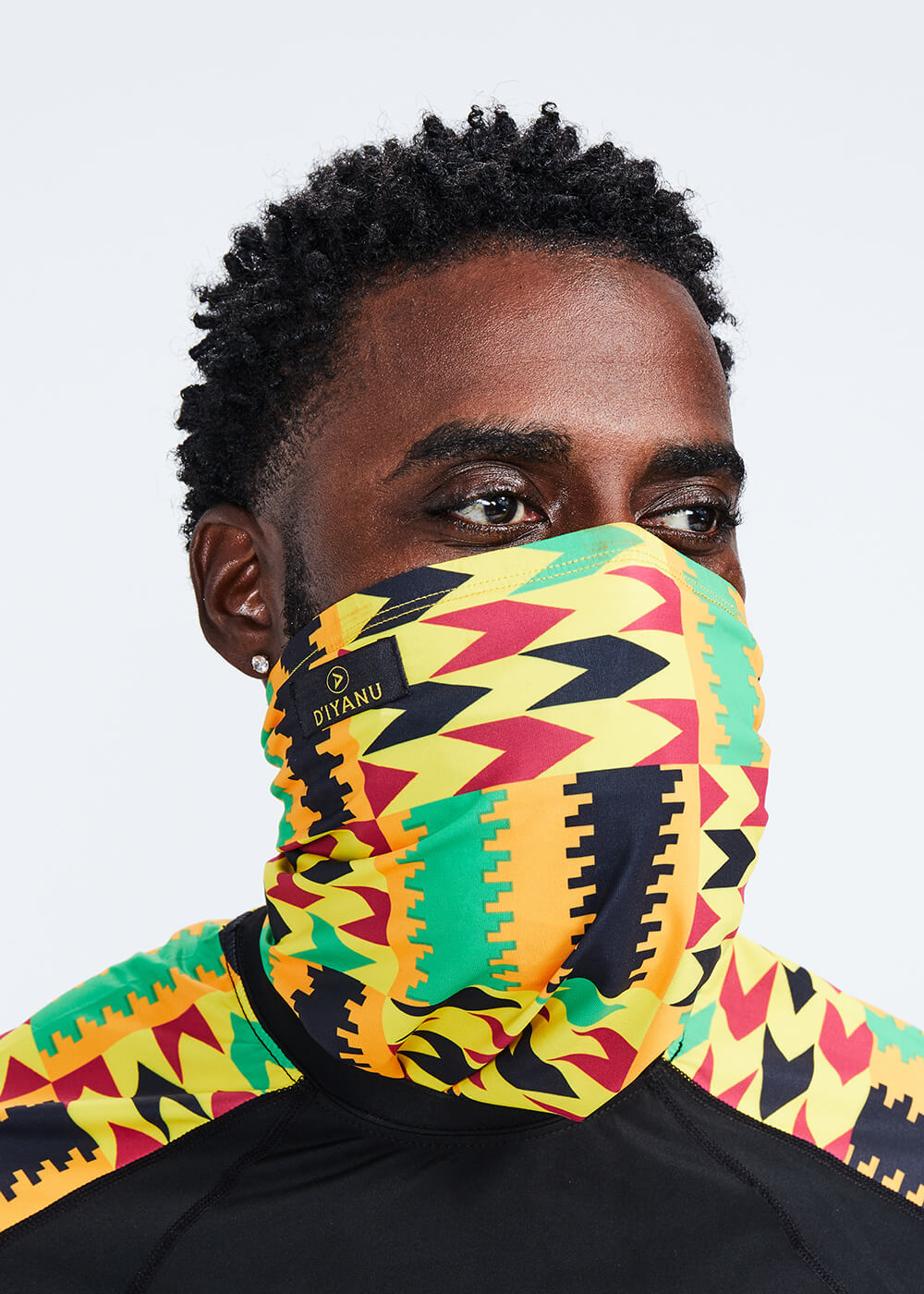 Tikib African Print Tube Face Mask (Gold Maroon Kente)